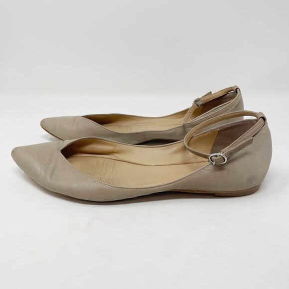 Belle by Sigerson Morrison Size 7.5 Cream Sable Flats Ankle Strap Pointed Toe - Picture 8 of 15